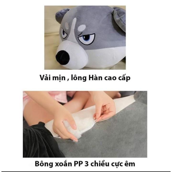 Gấu bông chó husky ngáo siêu to khổng lồ làm gối ôm quà tặng - gấu bông cao cấp size 1m -> 1m5