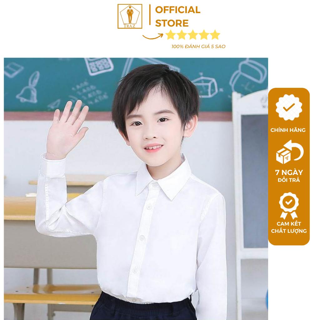 Áo sơ mi cho bé trai và gái TRAZ trắng tinh khiết đen sang trọng