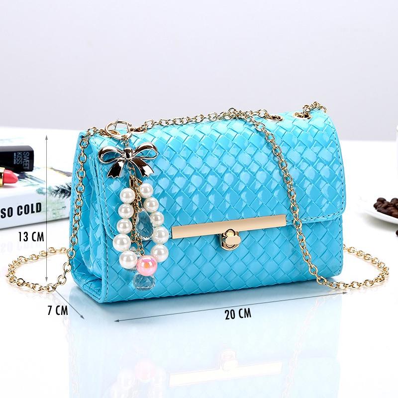 Túi đeo chéo nữ caro khóa gài thời trang HT9 màu xanh