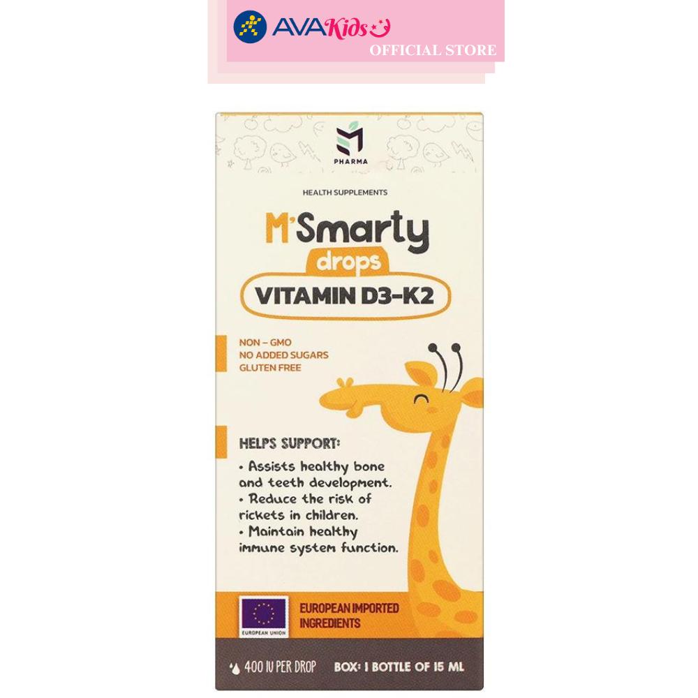 Siro M'Smarty Vitamin D3-K2 hỗ trợ hấp thu canxi 15 ml (từ 0 tháng)