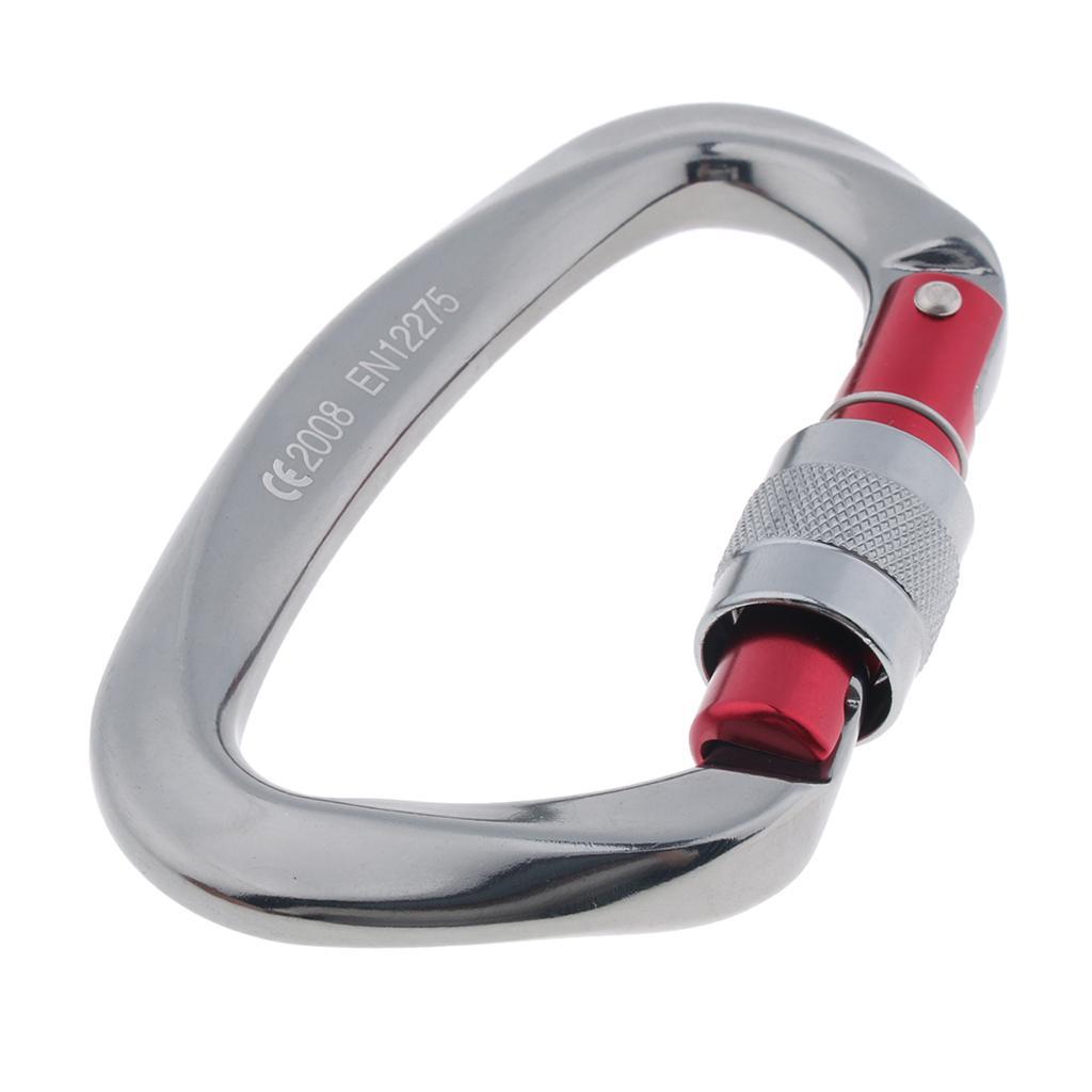 2Pcs 25KN D Type Screw Lock Carabiners Outdoor Clips Hammocks
