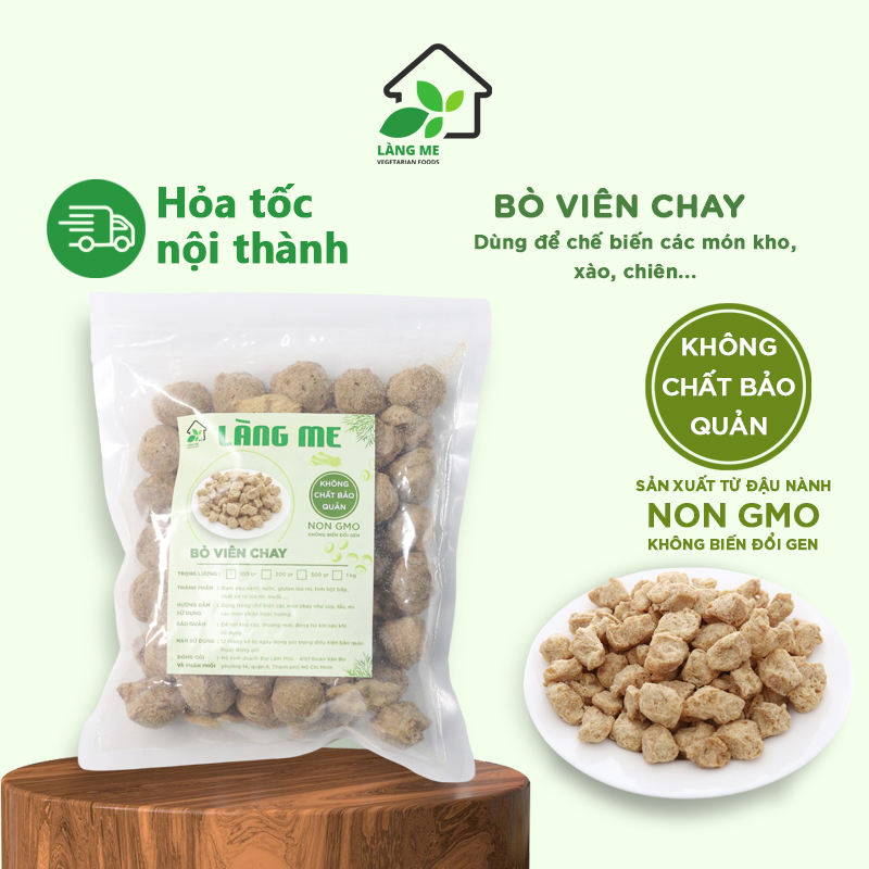 Bò Viên Chay Loại Ngon  ( Thùng 10 kg ) , Thực Phẩm Chay Ngon Thành Phần Tự Nhiên Không Chất Bảo Quản Không Biến Đổi Gen Sườn Non Chay Làng Me