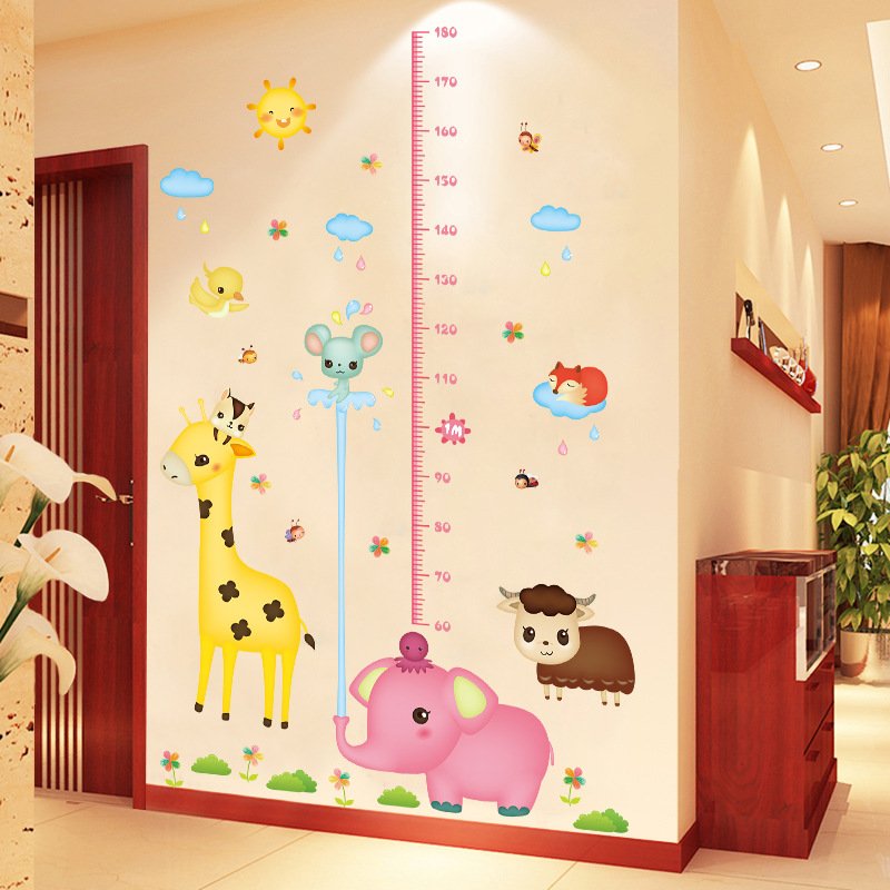 Decal dán tường thước đo chiều cao vườn thú cho bé yêu