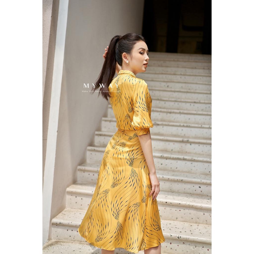Sét Áo Chân Váy Nữ Lụa MY WAY Công Sở Họa Tiết Sang Trọng 5MAB0383-5MCXB252