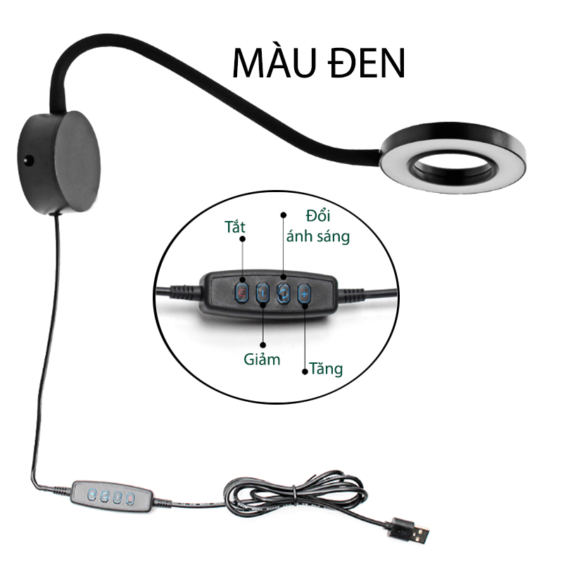 Đèn led đọc sách gắn tường WL809, ánh sáng 3 màu, có điều chỉnh độ sáng 5V-5W