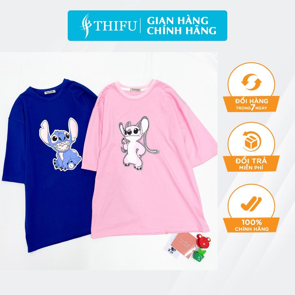 Áo Thun THIFU FASHION Tay Lỡ Hoạ Tiết Hình Stitch Dễ Thương- Chất Liệu Cotton, Thấm Hút Tốt Phù Hợp Cho Cả Nam Và Nữ