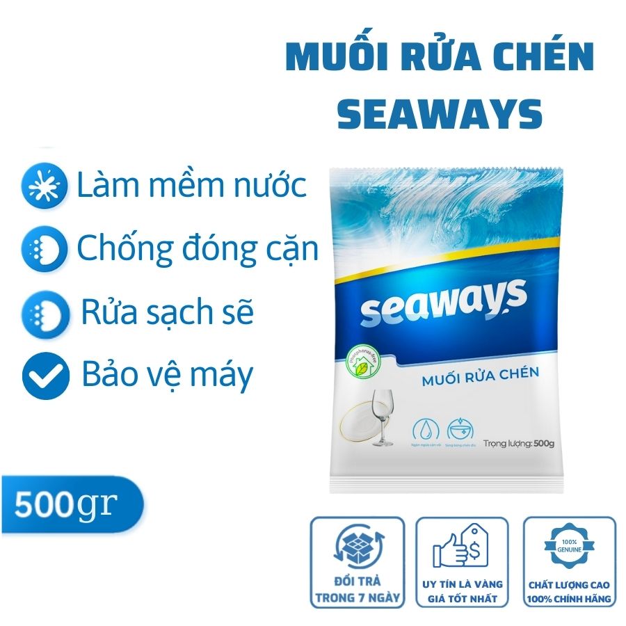 Muối rửa chén bát Seaways chuyên dụng cho mọi loại máy rửa chén, 500gr/túi