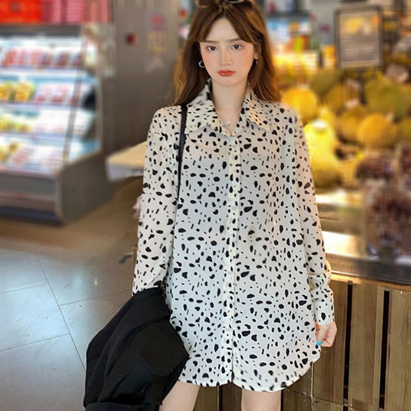 Áo Sơ Mi Tay Dài Dáng Rộng Phong Cách Retro