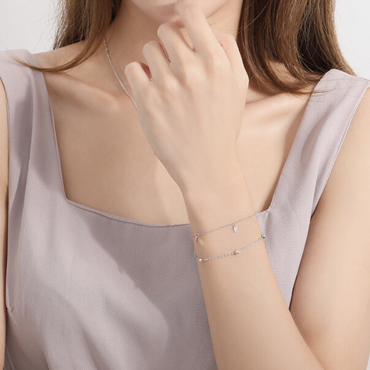 Lắc tay bạc đẹp, Vòng Tay Bạc Nữ 925 chuỗi hạt hai lớp