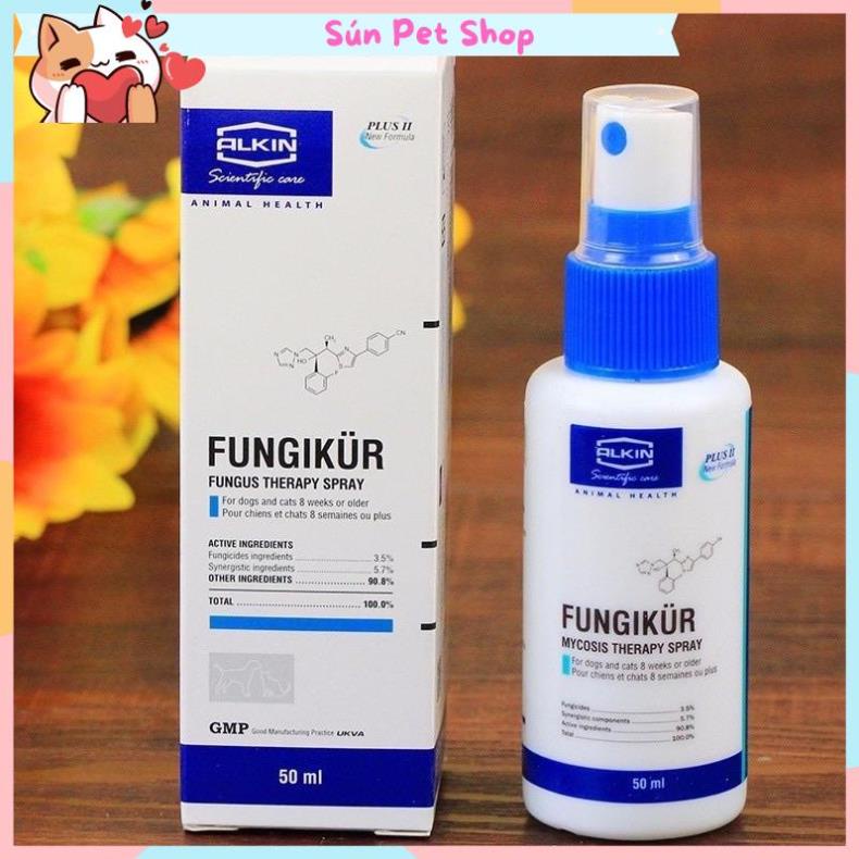 Xịt nấm ngứa, ve rận, ghẻ ngứa và viêm da cho chó mèo Fungikur