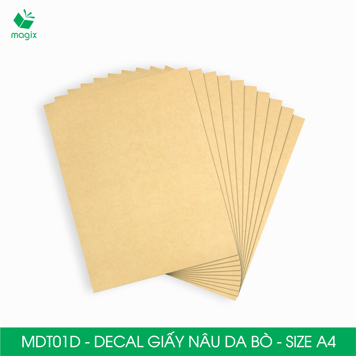 MDT01D - Xấp 50 tờ decal giấy nâu da bò đế vàng khổ A4 - Giấy in đơn hàng, nhãn dán, sticker tự dính