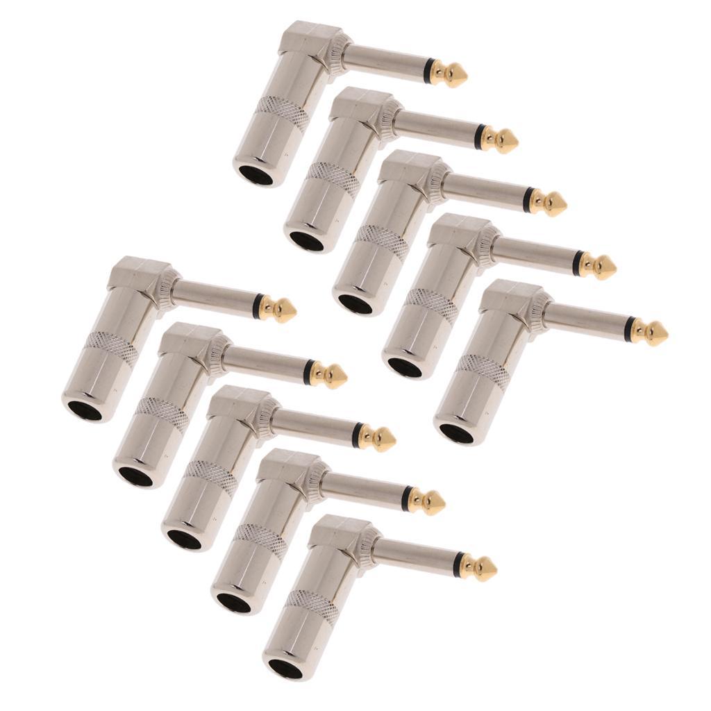10 Pieces X6.35mm 3-pole Microphone Jack Male Plug Repair Replacement Solder Adapter