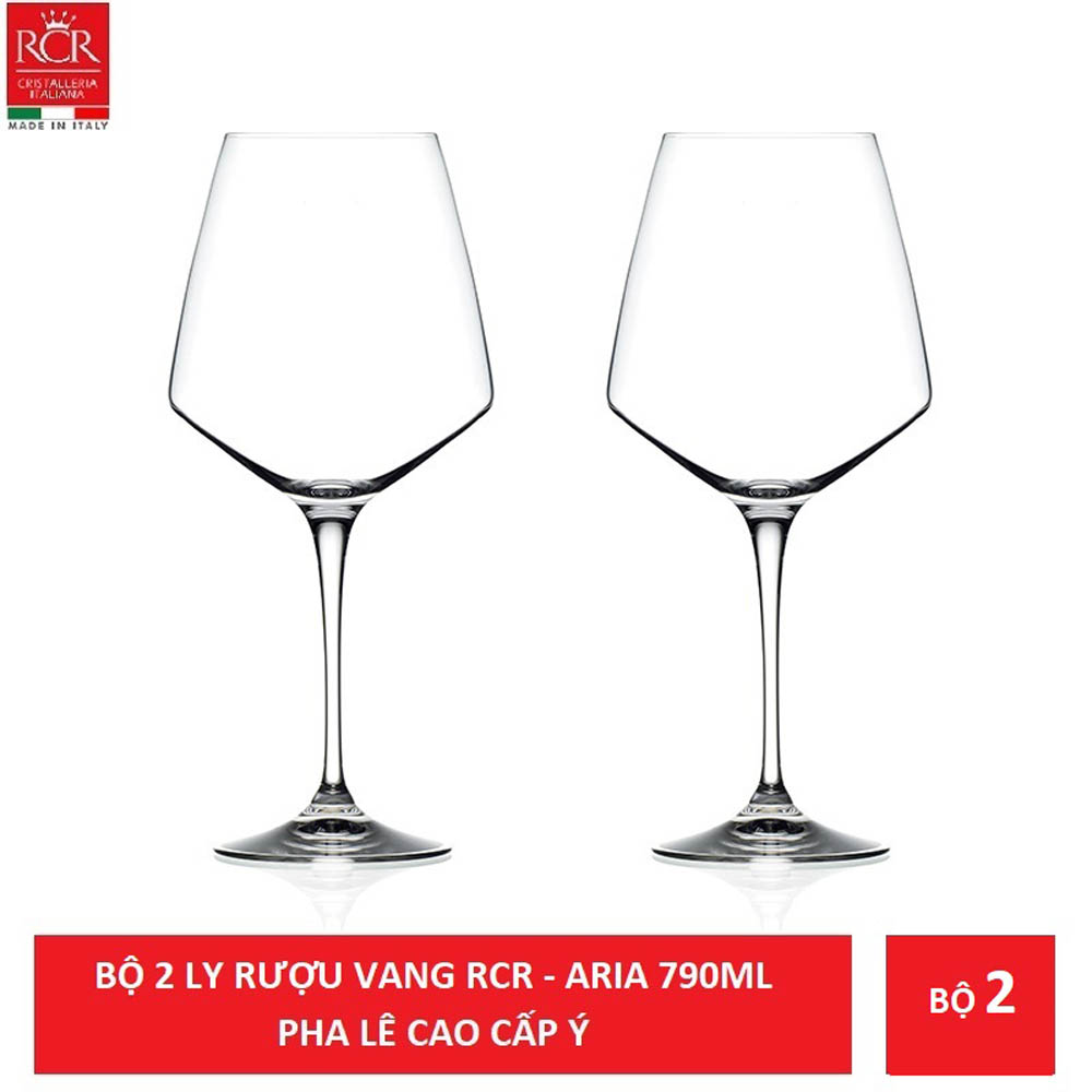 Bộ 2 ly rượu Vang pha lê ý RCR Aria 790ml