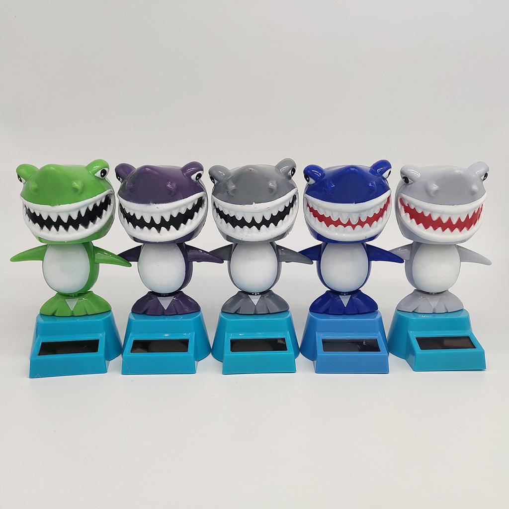 Cartoon Solar Powered Shark Figurine - Nodding Dancing Swing Animal Model Kids Educational Toy Home Desk Decor