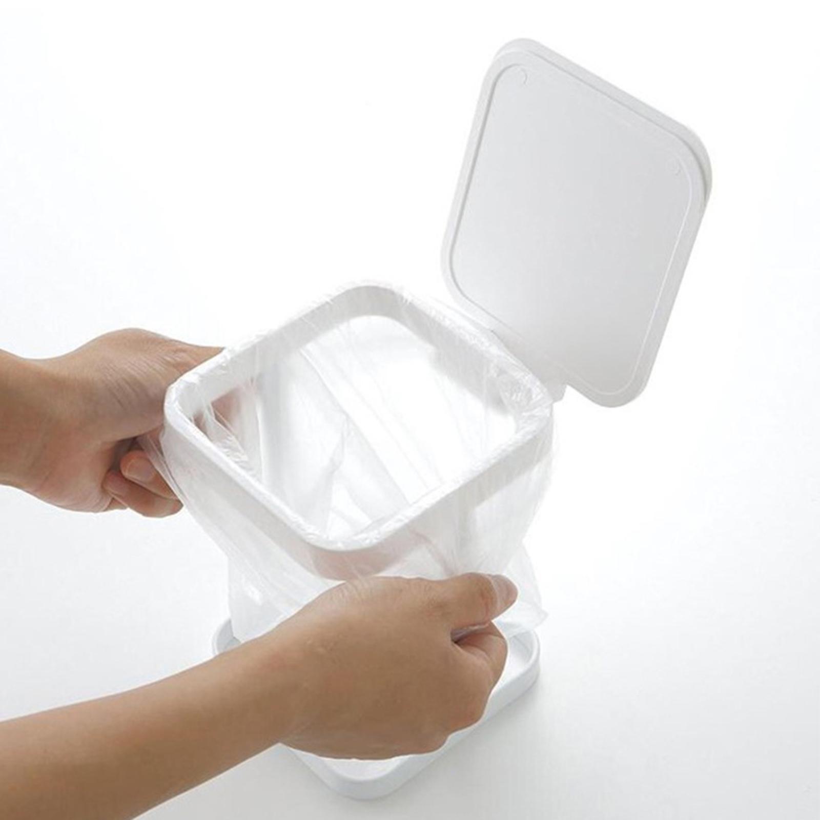 Desktop Trash Bag Holder, Trash Bag Bracket Organizer Garbage Storage Rack Waste Container Holder with Lid Small Garbage Bag Rack for Home RV