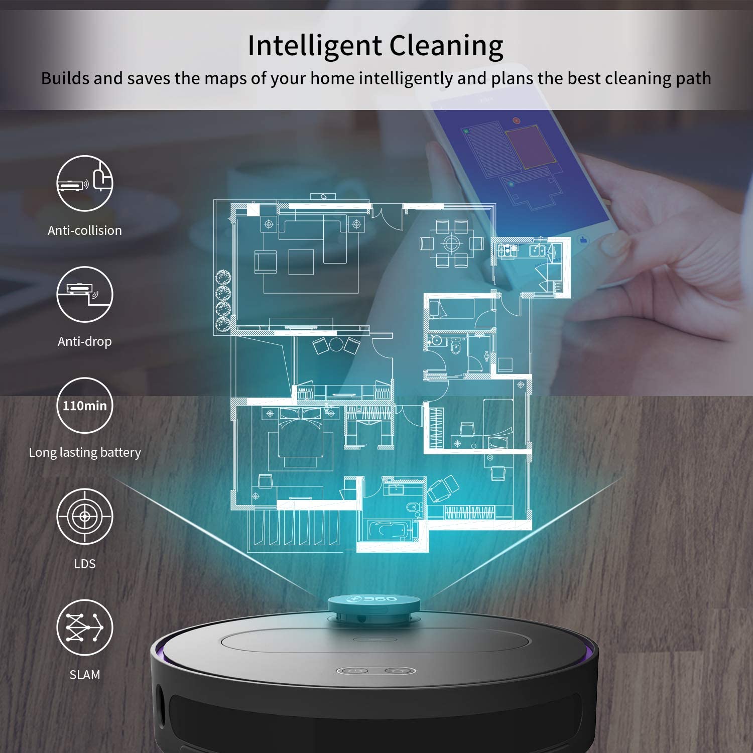 Robot hút bụi thông minh 360 Robot Vacuum S6