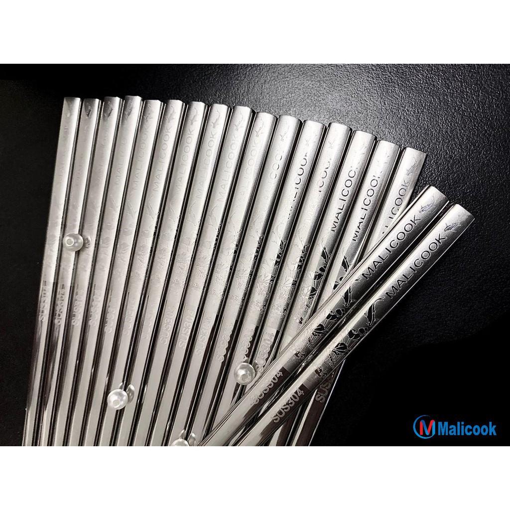 Đũa inox 304 hàn quốc chống trơn trượt cao cấp Malicook