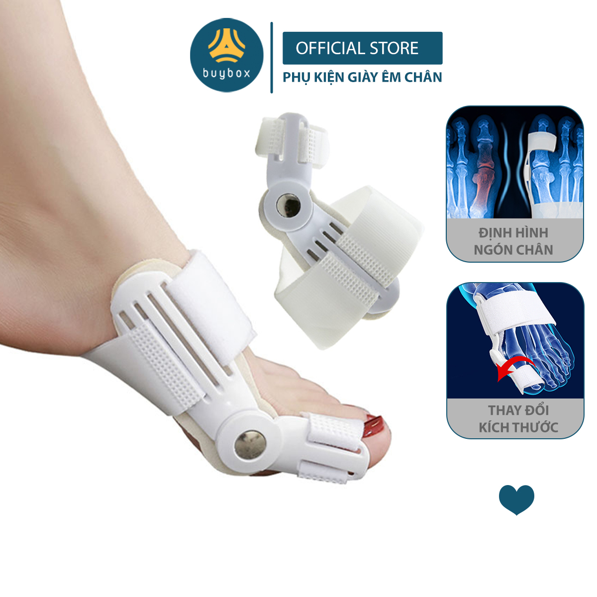 Cặp vớ chỉnh hình ngón chân cái bị vẹo Hallux Valgus, giảm viêm bao dịch gây đau ngón chân cái - Buybox- BBPK280