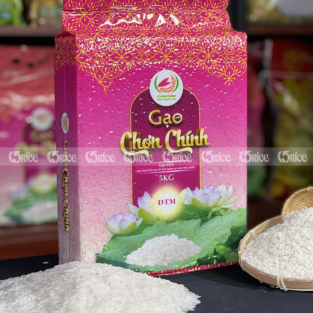 Gạo Chơn Chính ST25 - Túi 10kg - Gạo thượng hạng thơm dẻo, đậm vị  5RICE