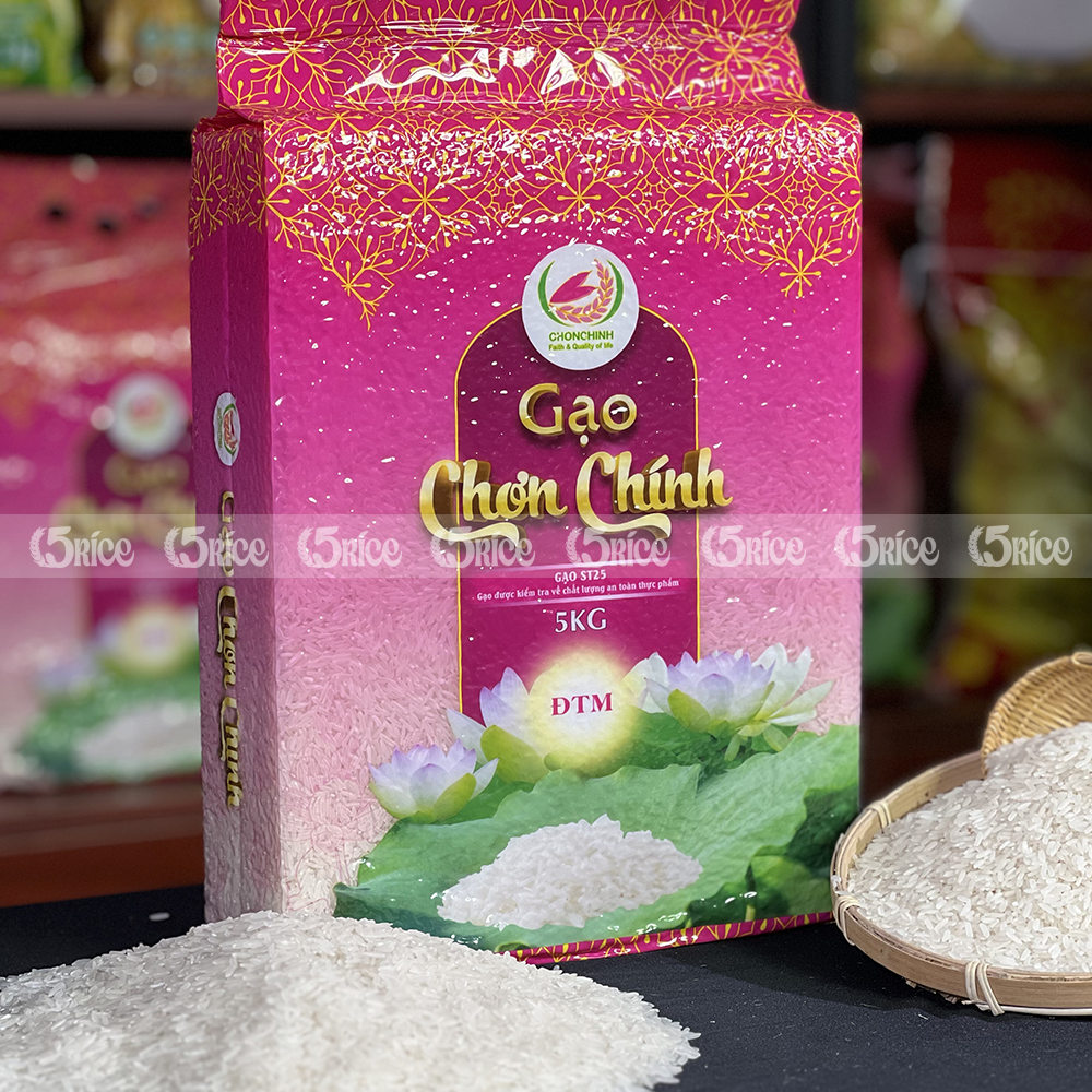 Gạo Chơn Chính ST25 - Túi 20kg - Gạo thượng hạng thơm dẻo, đậm vị 5RICE