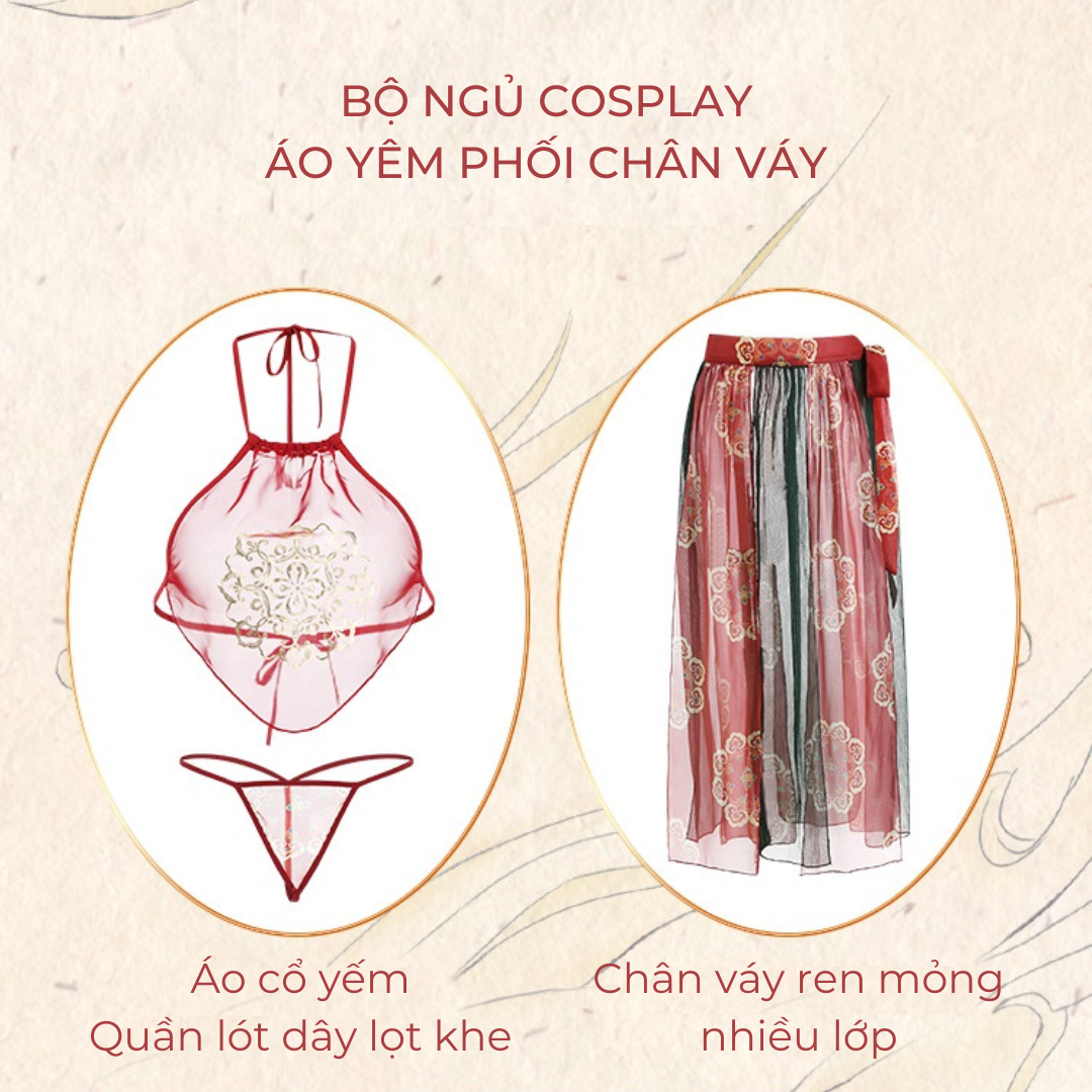 Bộ đồ ngủ cosplay VICKE SECVIA chất ren cao cấp - đầy đủ phụ kiện đi kèm - phong cách sang trọng sexy quyến rũ 1673
