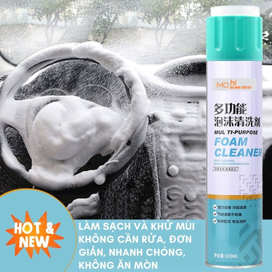 Chai xịt tạo bọt nano vệ sinh ô tô, giày dép, nhà bếp, đồ gia dụng không cần dùng nước - Chai xịt tạo bọt đa năng 650ml - Hàng chính hãng