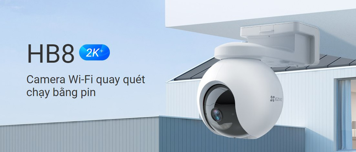 Camera IP Wifi EZVIZ HB8 4MP 2K+ dùng PIN sạc 10400 mAh , có màu ban đêm, bao phủ toàn cảnh 360 độ - Hàng Chính Hãng