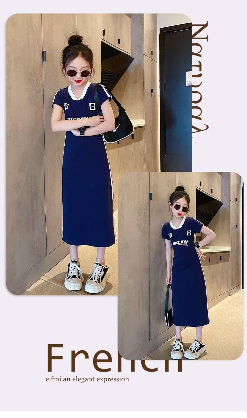 CHENGRUI Cô gái ăn mặc cotton mùa hè mỏng 2023 học sinh trung học cơ sở trẻ em lớn tây lưới váy vừa vặn màu đỏ