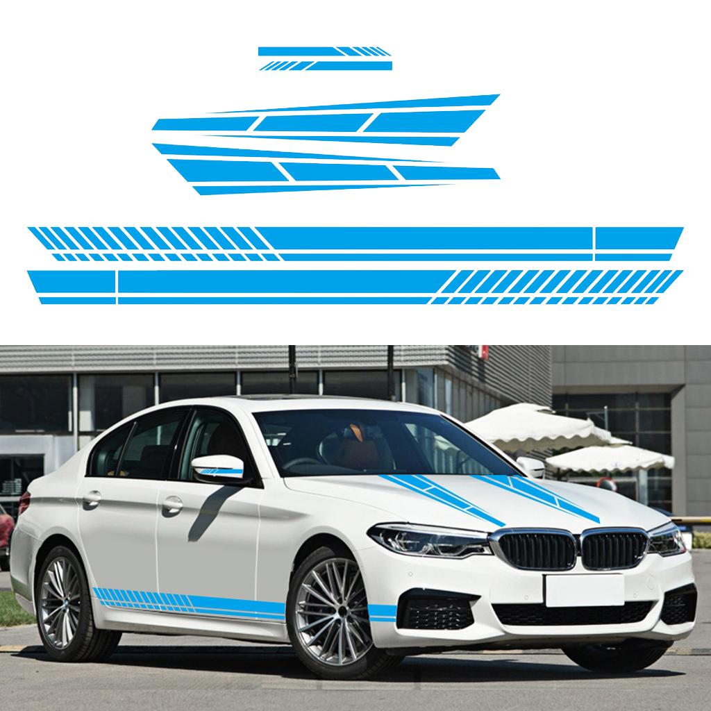 6PCS Long Stripe Graphics Car Racing Side Body Hood Mirror Decals