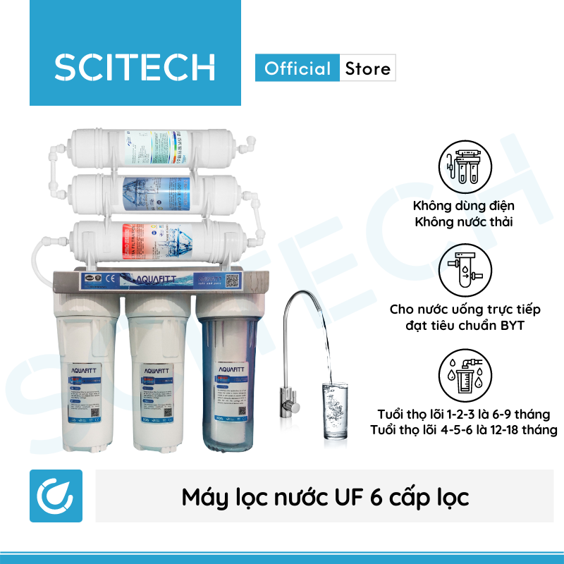 Máy lọc nước UF 6 cấp lọc by Scitech (Không dùng điện, không nước thải) - Hàng chính hãng