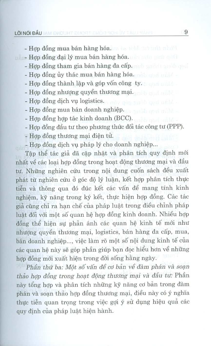 PHÁP LUẬT VỀ HỢP ĐỒNG TRONG THƯƠNG MẠI VÀ ĐẦU TƯ - Những Vấn Đề Pháp Lý Cơ Bản (Sách chuyên khảo) (Xuất bản lần thứ tư có sửa chữa, bổ sung)