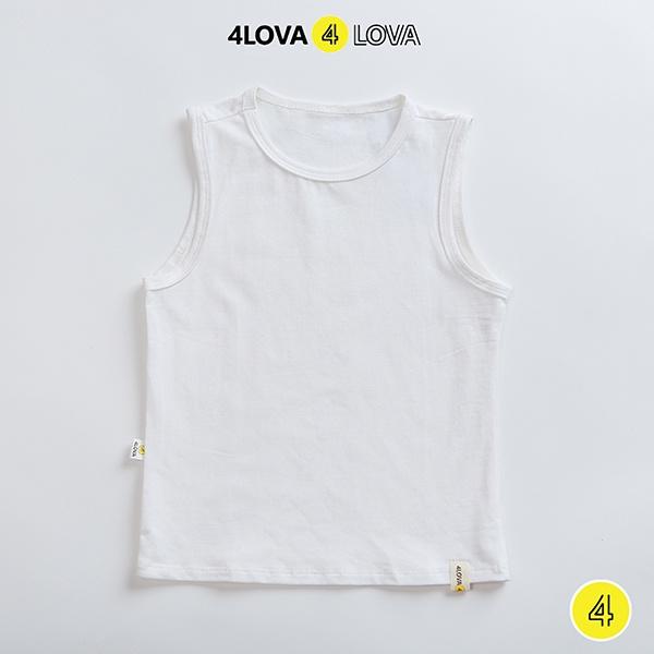 Áo ba lỗ sát nách bé trai bé gái chất cotton trơn 4LOVA basic hàng chính hãng từ 8-40kg