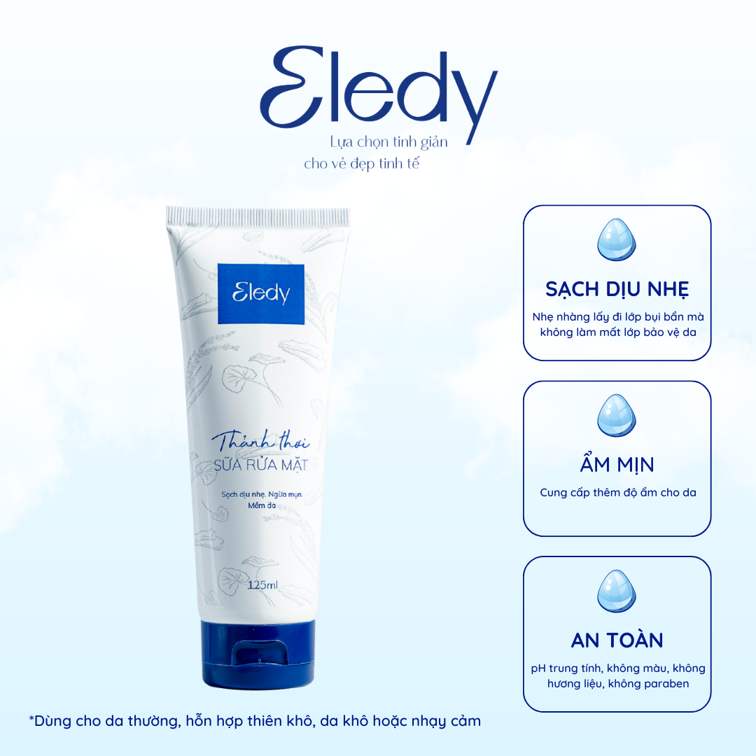 Sữa rửa mặt Thảnh Thơi ELEDY - Sữa rửa mặt dịu nhẹ ngừa mụn dành cho da khô và da hỗn hợp 125ml