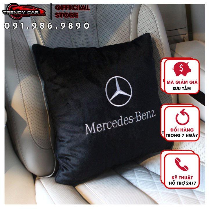Chăn ô tô kiêm gối gấp gọn logo Mercedes | Sản phẩm chăn và gối 2 in 1