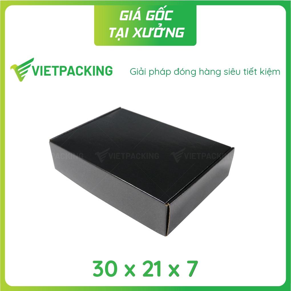 30x21x7 - 8 hộp carton nắp gài hông màu đen cán bóng siêu sang