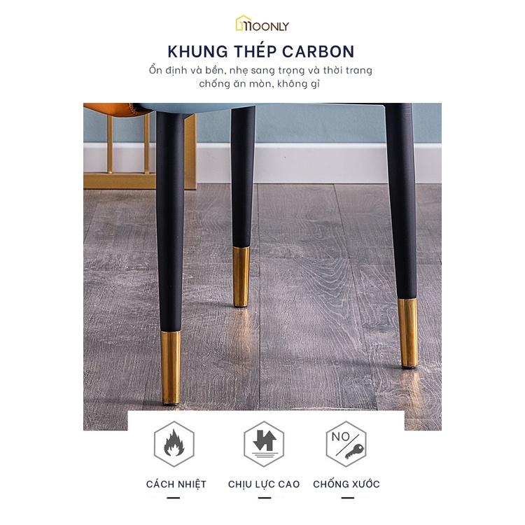 Ghế Ăn Thư Giãn Monet Có Tay Vịn Bọc Da Chân Sắt Cao Cấp Kích thước 43*46*90cm