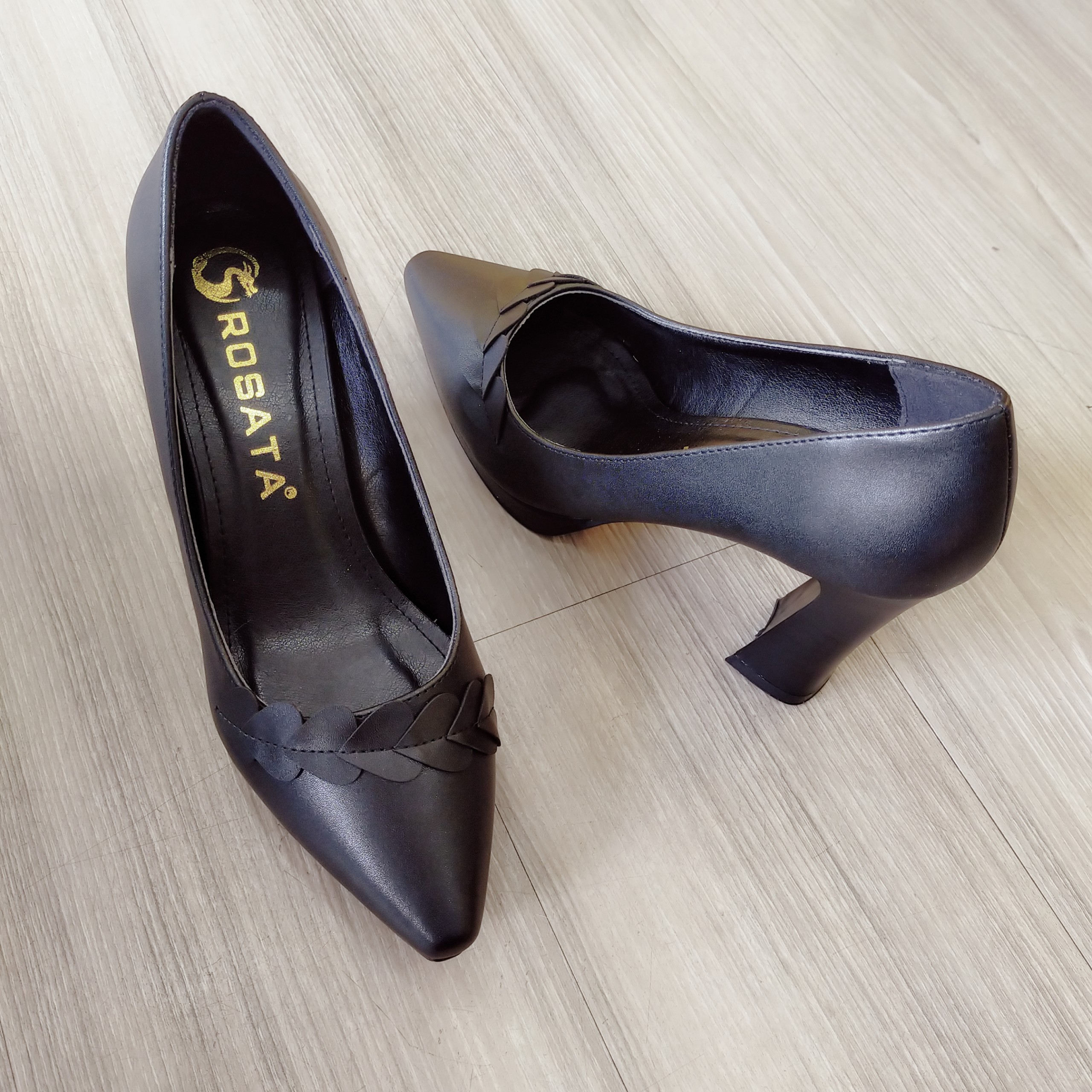 Giày cao gót nữ da lì cao cấp ROSATA RO441 - 8p - Đen, Đỏ, Kem - HÀNG VIỆT NAM - BKSTORE