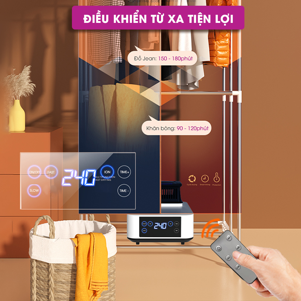 Củ sấy quần áo rời CWell, củ sấy màn hình cảm ứng công nghệ khử khuẩn ion, công suất 1500-1800W MSD23 - Hàng chính hãng