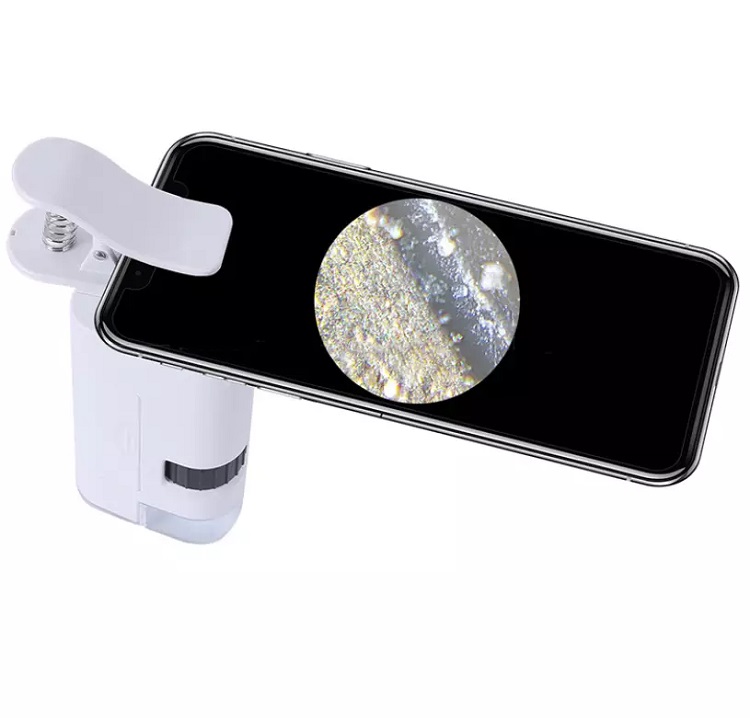 Kính lúp kẹp điện thoại có đèn led, độ phóng đại cực lớn 300-350 lần độ thu phóng to siêu nét