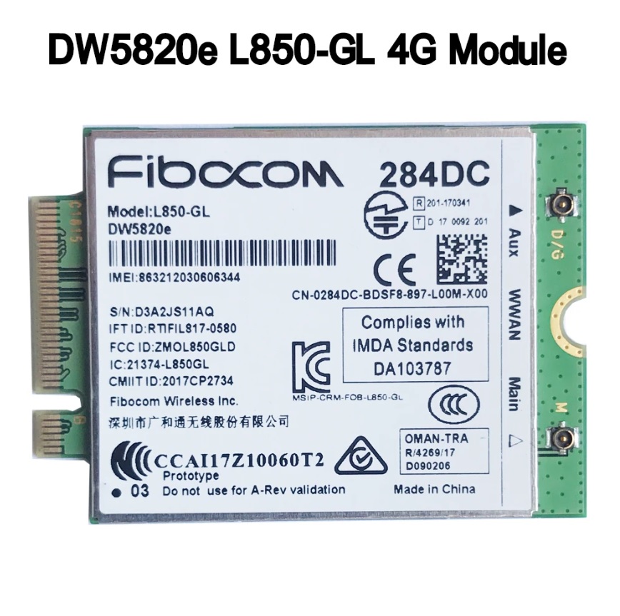 Card WWAN 4G Dell DW5820e (Fibocom Model: L850-GL) dùng cho laptop dell Precision 3541, 3551, 3561, Latitude 5500, 5501, 5401, 5400, 3301, 3500, 5310, 3510, 5511 - Card LTE WWAN DW5820e cho Laptop Dell - Hàng chính hãng