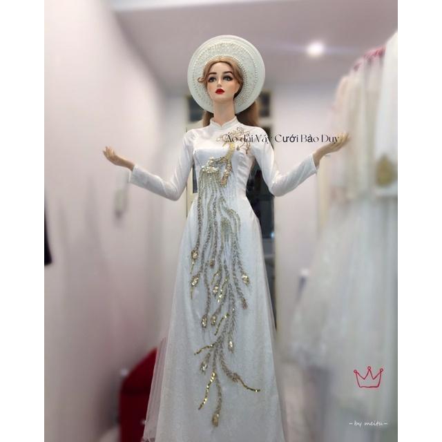 Áo dài hỏi cưới truyền thống phượng hoàng