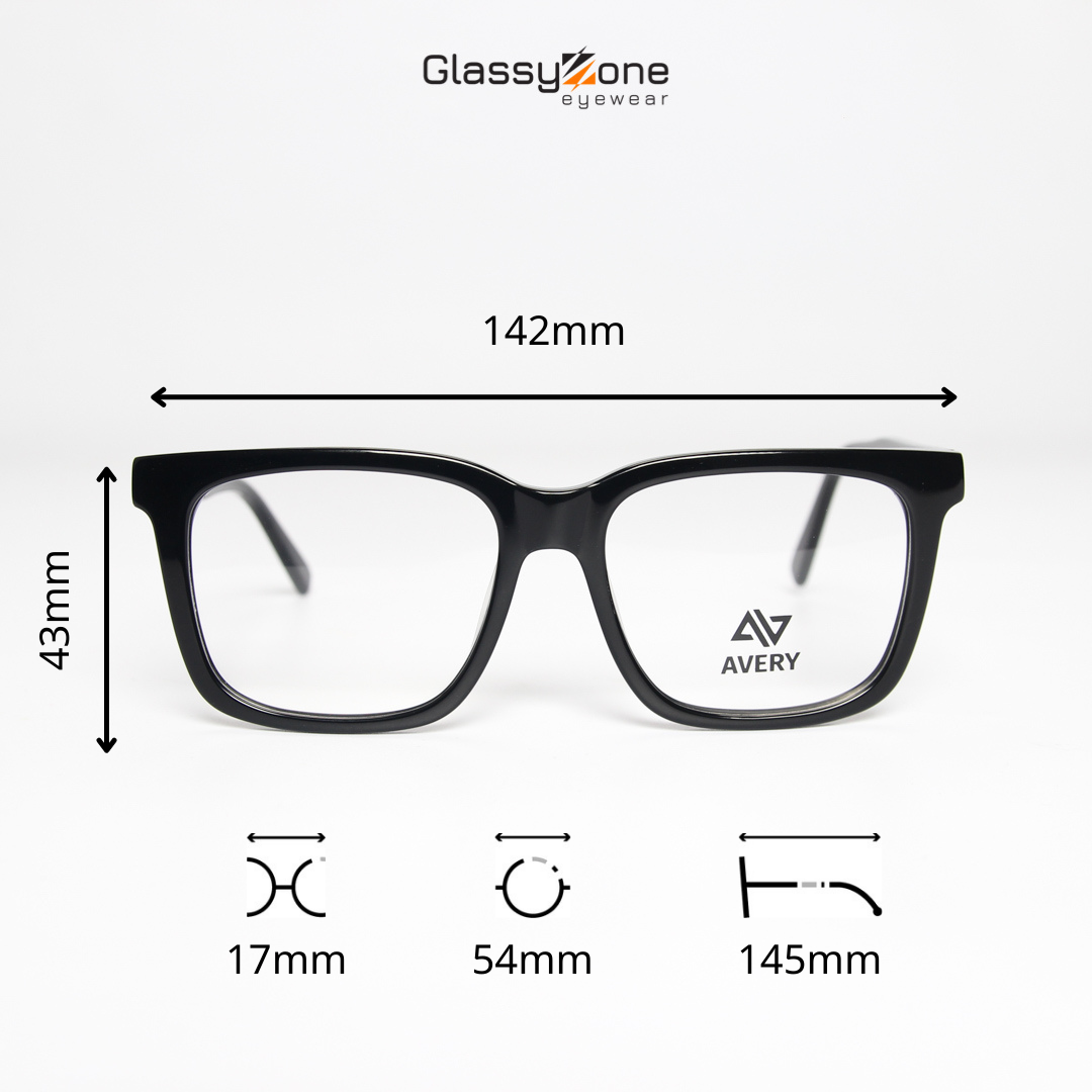 Gọng kính cận, Mắt kính giả cận Acetate Form chữ nhật Nam Nữ Avery 28013- GlassyZone