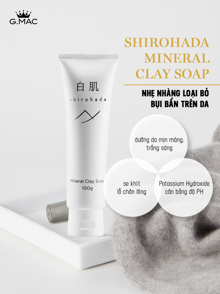 Sữa Rửa Mặt Shirohada Mineral Clay Soap (100g)