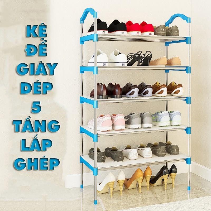Kệ Để Giày Dép 5 Tầng Khung Inox Lắp Ráp Mẫu Mới