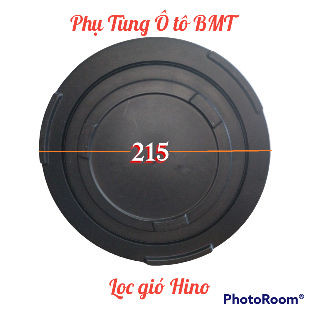 Lọc gió động cơ xe tải Hino, mã lọc PU-1324, kích thước 120/215*330, cao su không ruột, đáy bằng