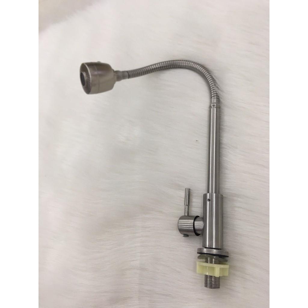 Vòi Rửa Bát Lạnh, Vòi Rửa Bát Cắm Chậu Cần Mềm inox 304
