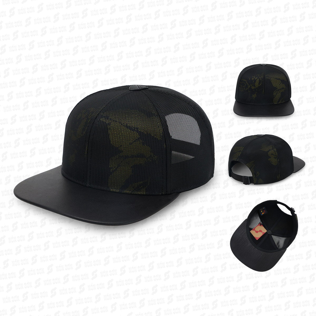 Mũ snapback hiphop NÓN SƠN hoa văn ngẫu nhiên MC210AK-ĐN3HV