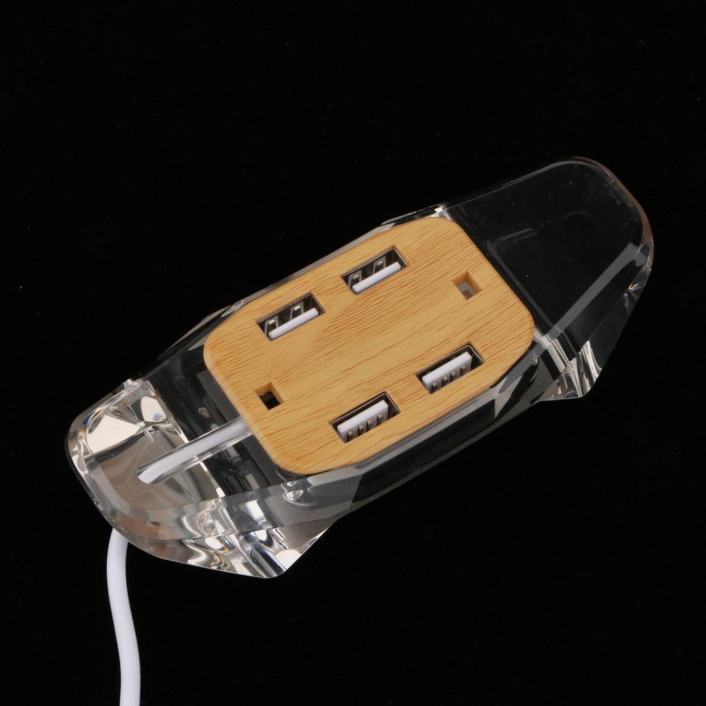High Speed 4 Port USB 2.0 Multi HUB Splitter Expansion w/Led Light for PC