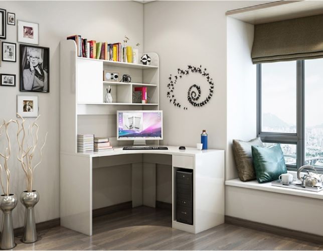 Bàn học / Bàn làm việc có kệ sách đứng kích thước 120x120x188cm