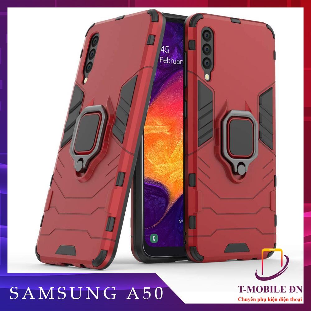 Ốp lưng cho Samsung A50 iron man chống sốc kèm nhẫn xoay chống xem video bảo vệ camera